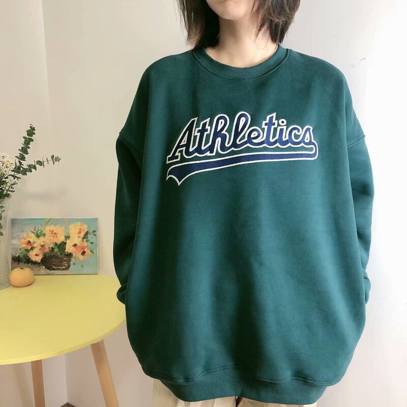 BM wind brandy with Ken bean with BM snow mountain waterfall embroidery crew neck sweater INS explosion autumn and winter jacket