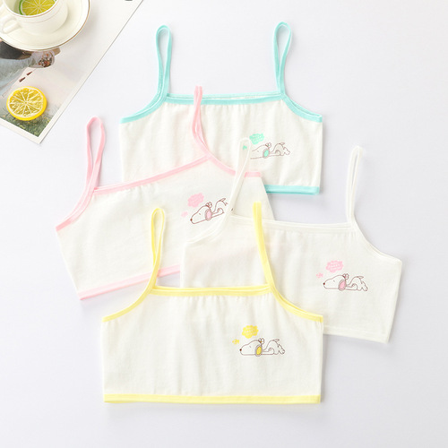 Underwear for female students in development period, pure cotton breathable 8-12 years old camisole cartoon girl bra