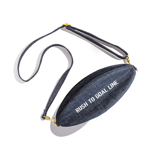 Maden Workwear Retro Denim Crossbody Rugby Chest Bag with Denim Letters, High-Capacity Men's Trendy Shoulder Bag for Commuting