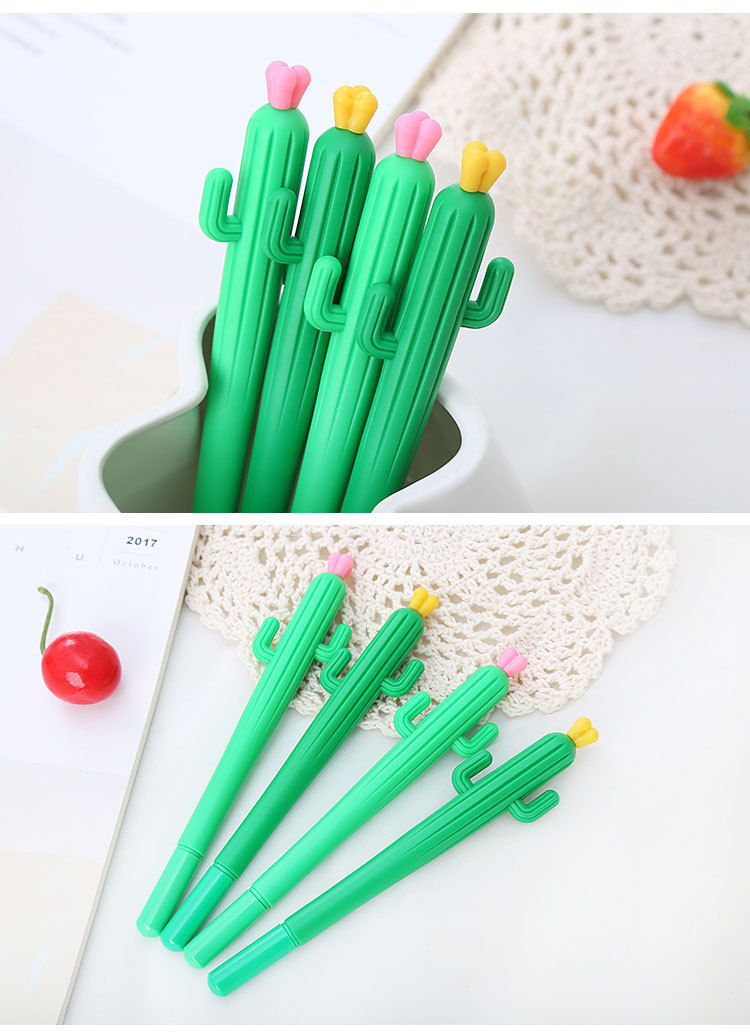 Creative Plant Modeling Soft Plastic Cactus Gel Pen Learning Office Stationery Water-based Sign Pen Cute Student Pen display picture 1