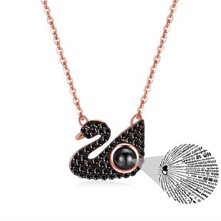 100 languages I love you projected black swan necklace trendy net red light luxury clavicle chain pendant