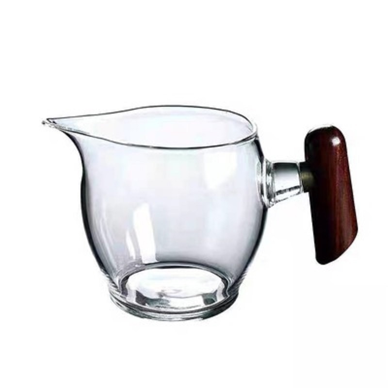 Taza de cristal de madera mango de madera taza masculina de cristal engrosada vidrio Kung Fu juego de té accesorios dispensador de té mango lateral traje de colador de té