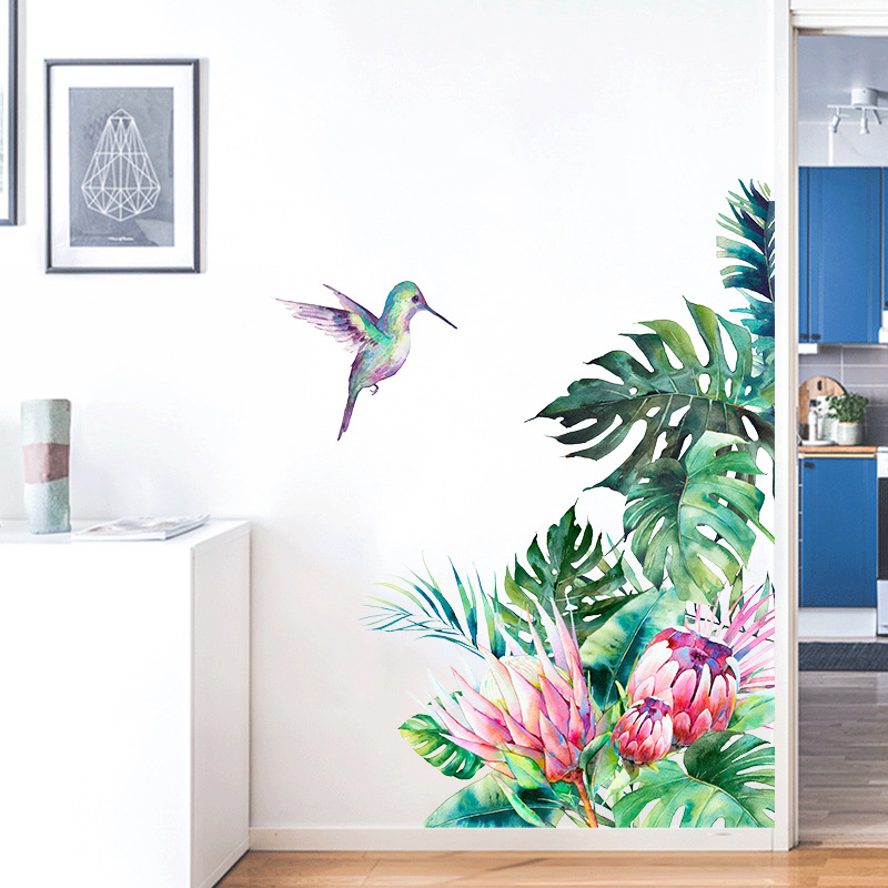 New Wall Stickers Tropical Vegetation Bird Home Background Wall Decoration Removable Pvc Stickers display picture 7