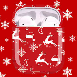 适用AirPods保护套创意水贴工艺圣诞鹿 防摔苹果1/2代蓝牙耳机套