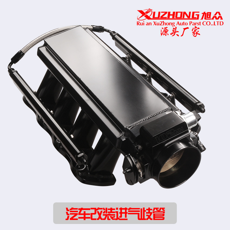 汽车改装 雪佛兰进气歧管带燃油导轨102mm/92mm八孔进气歧管 梯形