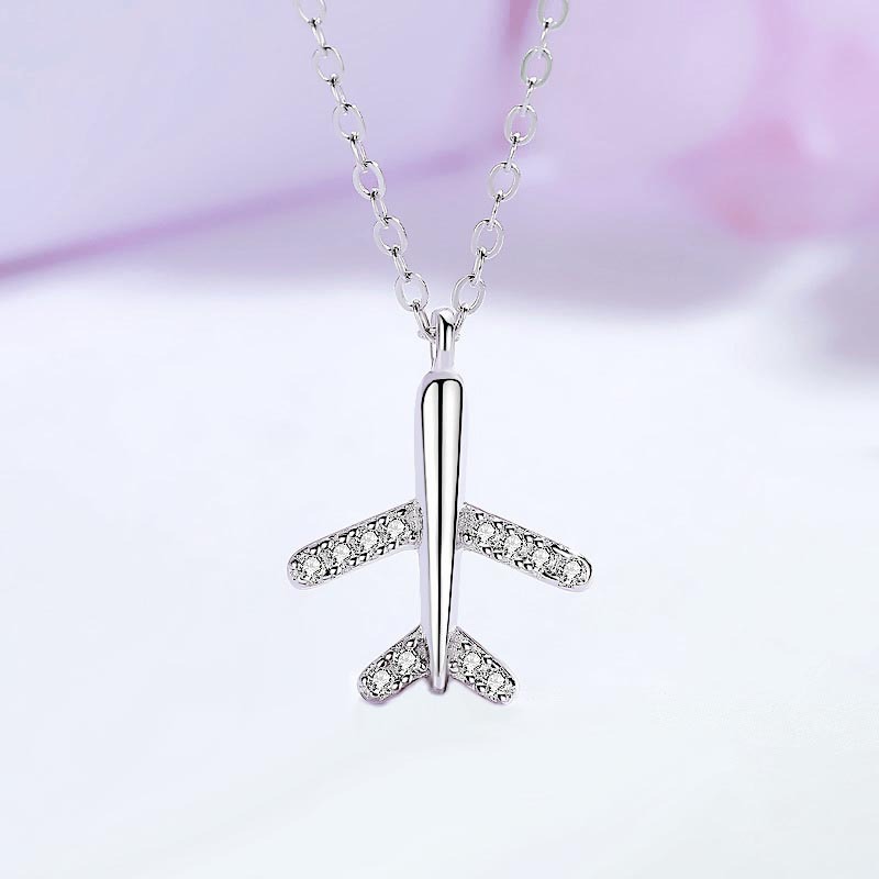 飞机项链ins学生冷淡风轻奢网红小众设计百搭镶钻小飞机项链饰