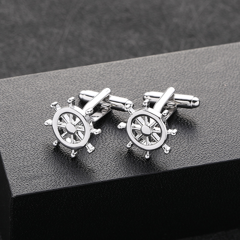 Europe and America Cross border Selling Pirate rudder Simplicity Geometry personality business affairs Gentleman originality Naval Air Cufflinks
