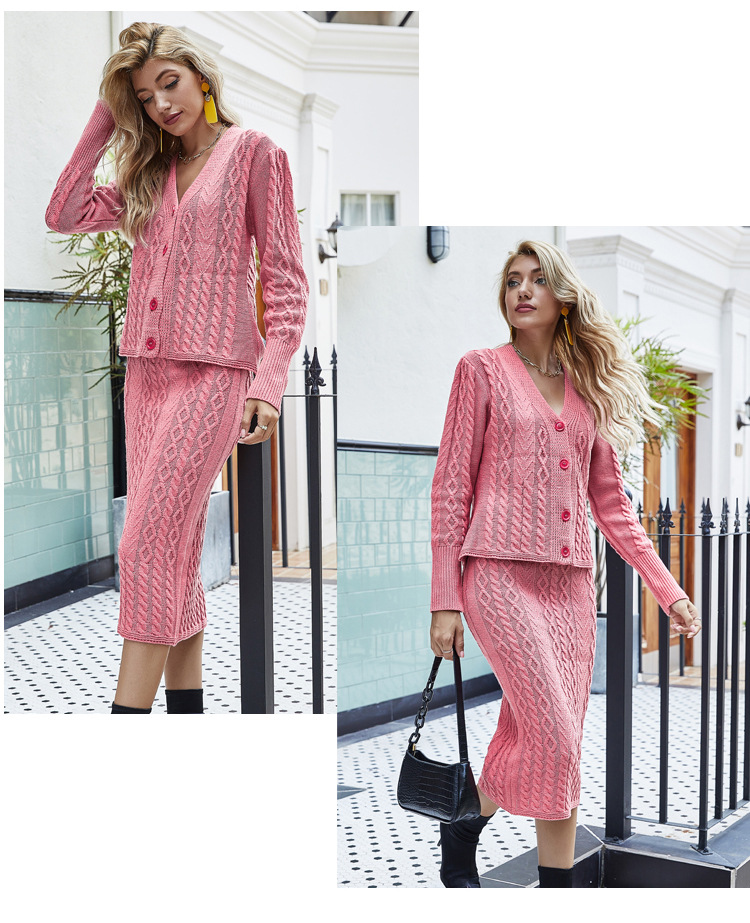 V-neck casual knitted suit NSYH7124