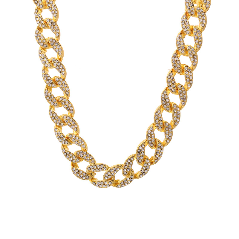 Alloy, Zinc alloy Material 1 Piece Hip-Hop Geometric Alloy Zinc Alloy Inlay Rhinestones Women's Cuban Link Chain Curb Chain Chain Necklace Anklet Necklace