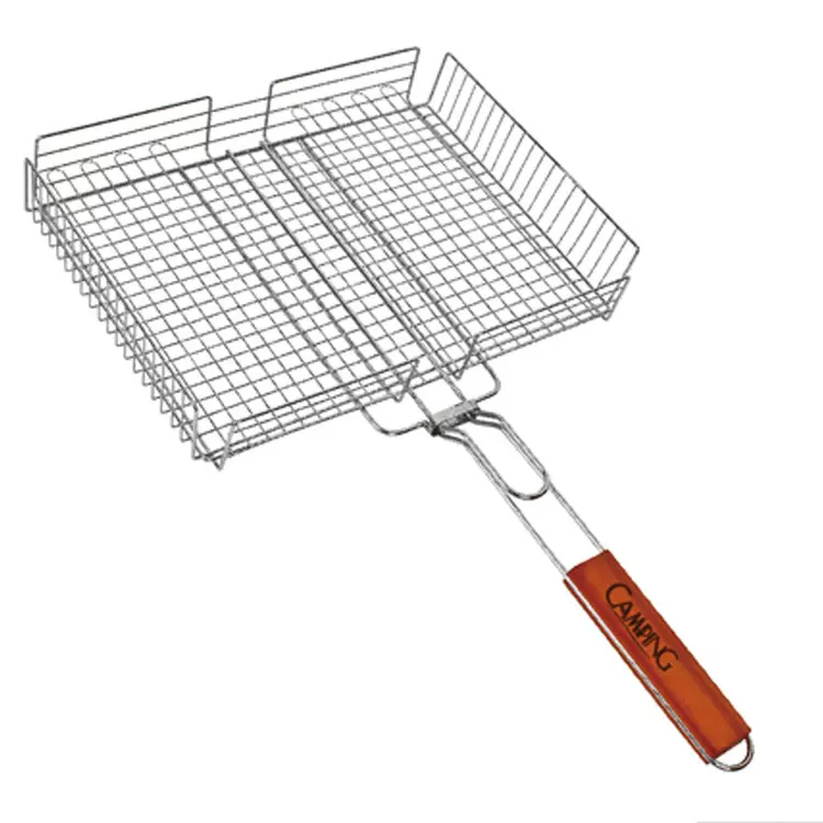 bbq烧烤工具 方形烧烤架 不锈钢烧烤网 烤鱼网夹子烤肉网片烤网