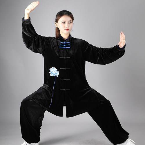 Velvet Tai Chi suit  wushu kung fu suit women autumn and winter martial arts performance clothing women warm velvet Tai Chi suit women