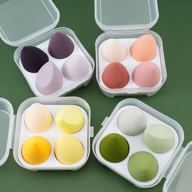 Beauty Egg Does Not Eat Powder,Dry And Wet Dual-use Powder Puff Makeup Egg Water Drop Oblique Cut Sponge Egg Set Boxed Storage Box