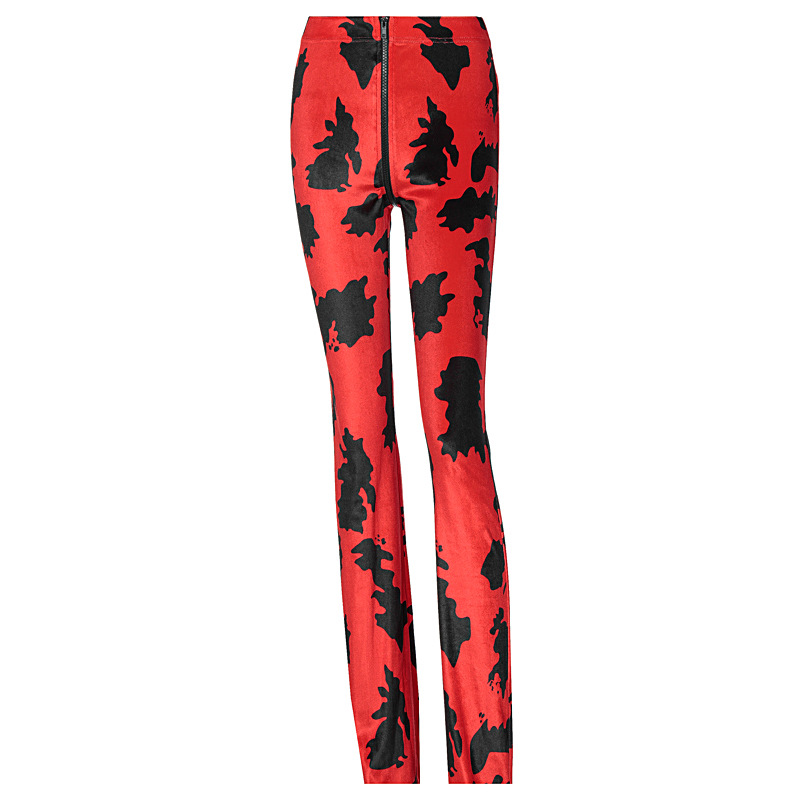 women s printed zipper trousers nihaostyles clothing wholesale NSLJ76073