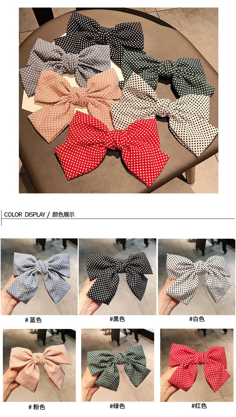 New Fabric Wave Point Hairpin Cute Bowknot Spring Clip Back Head Ponytail Hair Accessories Wholesale Nihaojewelry display picture 1