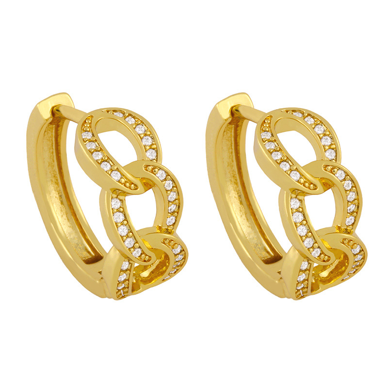 Hip-hop Micro-inlaid Zircon Twist Earrings display picture 5