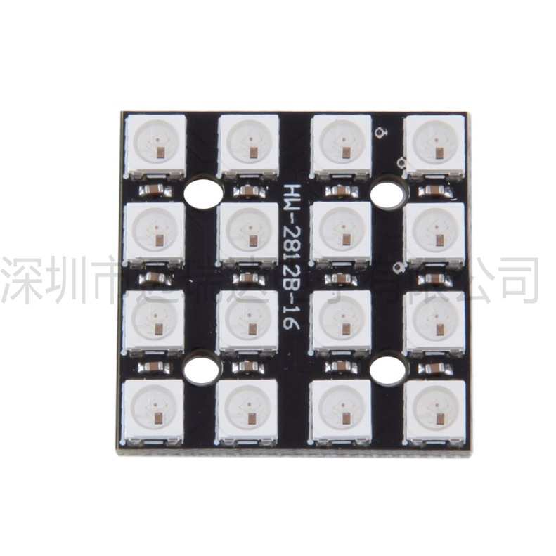 WS2812B-4*4位 RGB LED 全彩驱动16位彩灯开发板