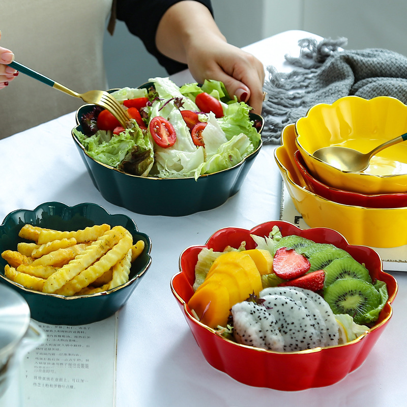 Stall Source of goods Northern Europe Japanese tableware lovely Salad Salad Breakfast Bowl Ceramic mesh Phnom Penh Salad bowl household