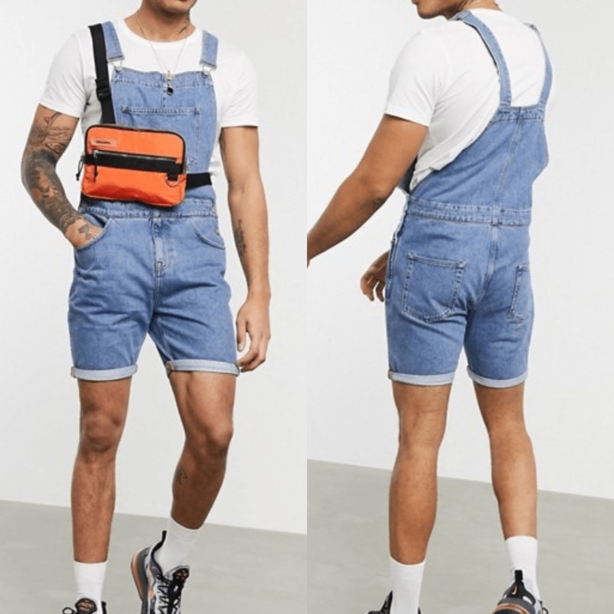 2020wish Amazon eBay new pattern Retro man cowboy hole shorts Conjoined work clothes rompers