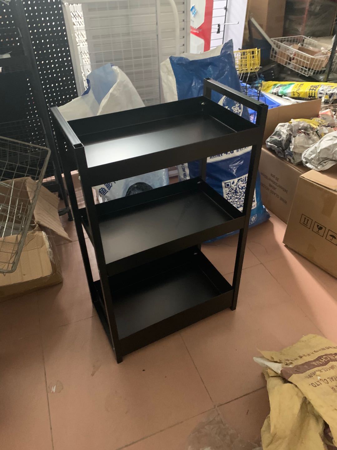 金宝力3层双面带轮子推车，可拆装铁架子，黑色架子可配轮子