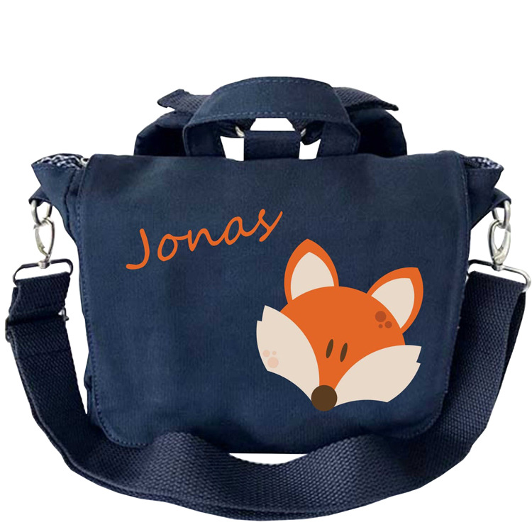 高档加厚加密帆布袋动物印刷logo帆布挎肩包女士购物手提袋