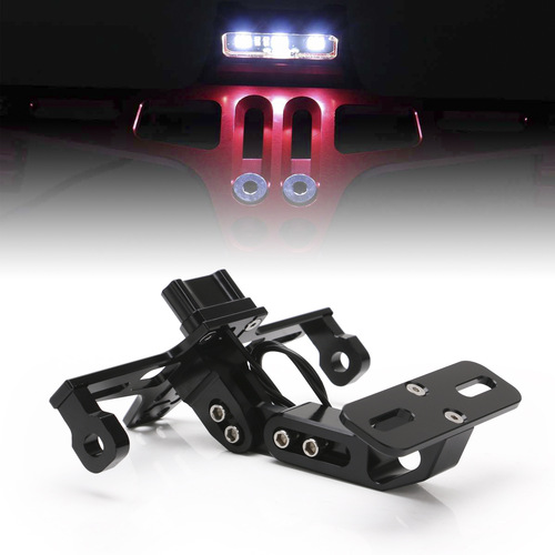 Cross-border hot-selling accessories motorcycle modified license plate holder adjustable telescopic license plate holder steering LED light license plate holder