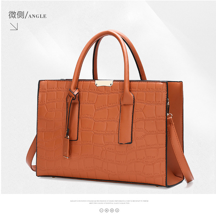 Fall/winter 2020 New Simple And Versatile European And American Ladies Portable Shoulder Bag Three-piece Stone Pattern Large Capacity Bag display picture 9