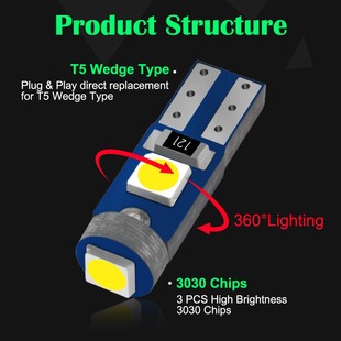 Выделение автомобиля T5 3030 3SMD Инструментальное освещение воздух -кондиционированные световые светодиодные светодиодные светодиодные