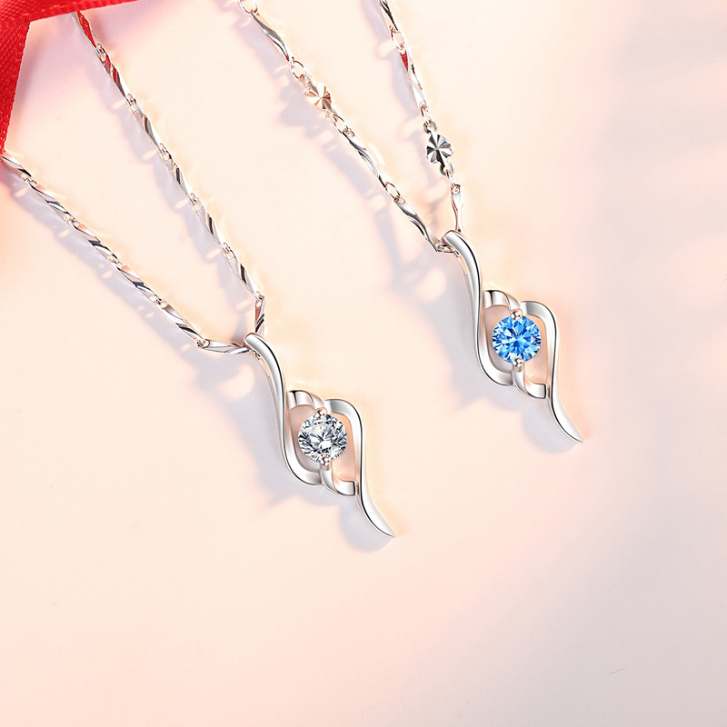 999纯银项链女吊坠2020年新款女网红轻奢小众设计感锁骨链圣诞节|ru