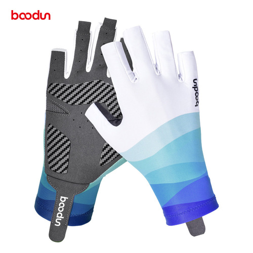 Burton new fishing gloves summer sun protection lure fishing gloves fingerless breathable ice silk fishing gloves manufacturer