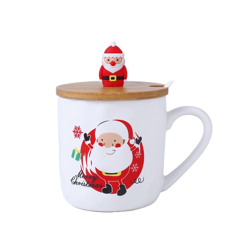 Creativo lindo de la historieta de Navidad taza regalo personalizado muñeco de nieve viejo Taza de cerámica taza de agua con tapa cuchara taza de café
