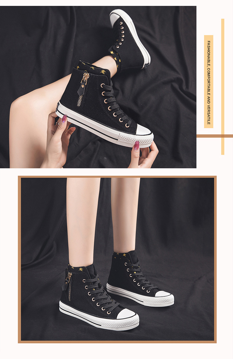 Nieuwe hoge canvas schoenen dames S-schoenen Koreaanse versie van de studenten Alle match sneakers Casual schoenen met hoogteverhoging Kleine witte schoenen_voghion.com