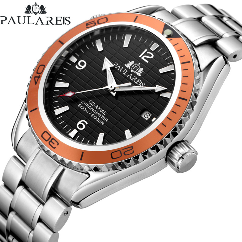 Automatic Mechanical Luminous Orange Tape Steel Belt Men's Watch AUTOMATIC WATCH Automatic Mechanical Luminous Orange Tape Steel Belt Men's Watch AUTOMATIC WATCH