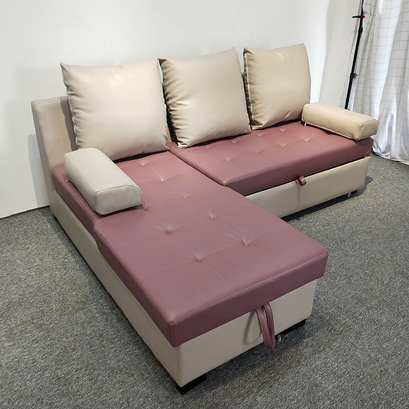 Sofá cama de cuero de casa pequeña, sofá de esquina de almacenamiento multifuncional de dos propósitos, sofá de artefacto de 2 metros, super ahorro de espacio image 3