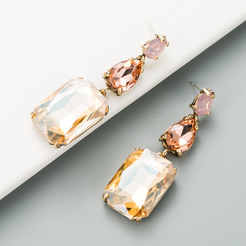 Fashion Geometric Diamond Alloy Artificial Gemstones Earrings display picture 6