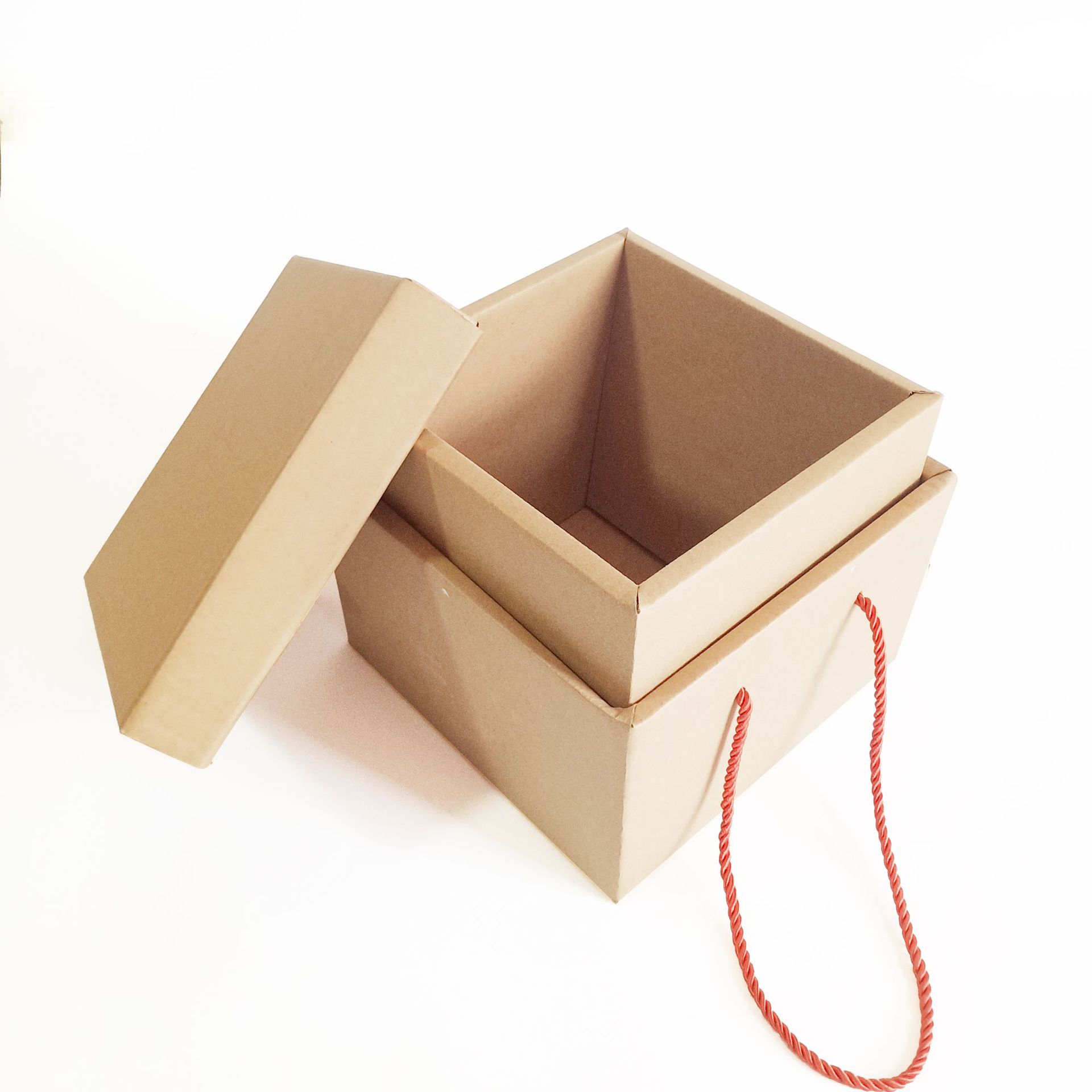 牛皮纸正方形天地盖手提瓦楞包装纸盒散装零食坚果礼物礼盒厂家
