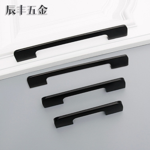 Aluminum alloy handle simple drawer American sub-black handle cabinet wardrobe furniture hardware handle black handle
