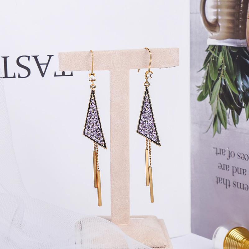 Long Triangle Tassel Earrings display picture 2