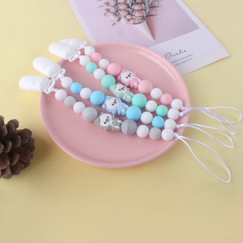 Bebé cerdo Cadena de clip de pezón de silicona Cadena de dientes de bebé Cadena de molienda cadena anti-caída pezón de mordedor calmante