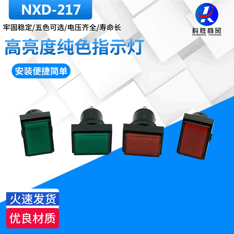 NXD-217指示灯 铜脚长方头电器微型螺口LED指示信号灯24V220V批发