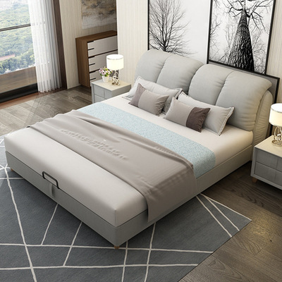 Northern Europe Fabric bed Modern simplicity 1.8 Double Size Apartment Master Bedroom Soft bed Washable ins Net red bed