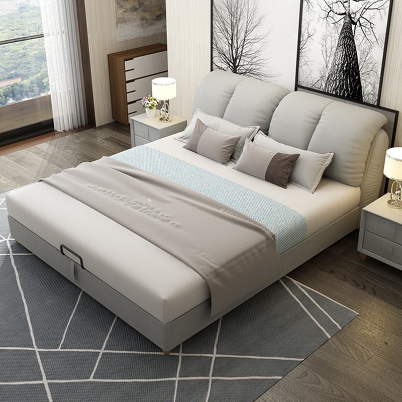 Northern Europe Fabric bed Modern simplicity 1.8 Double Size Apartment Master Bedroom Soft bed Washable ins Net red bed