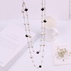 Fashionable necklace, long demi-season sweater from pearl, decorations, accessory, Korean style, four-leaf clover