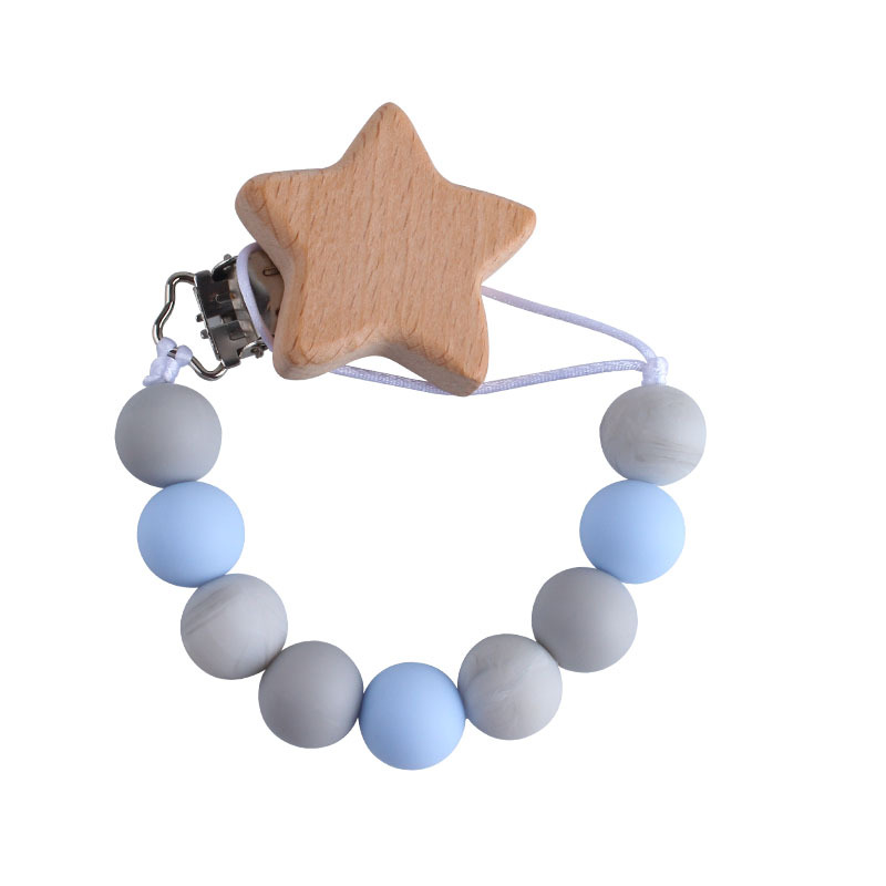 Nueva Haya estrella de cinco puntas chupete clip bebé DIY creativo cadena chupete de silicona de dibujos animados Beech Toy teether