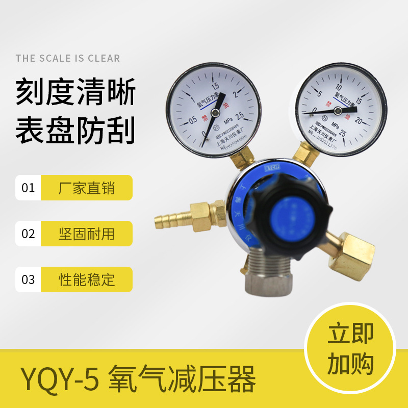 YQY-5上海减压器 2.5*25mpa 氧气减压器 减压阀 氧气表上海天川