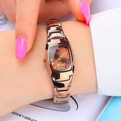 Women's Watch Coffee Gold Luminous Waterproof Steel Band Fashion Student Watch Square Quartz Watch Women's Watch Wholesale