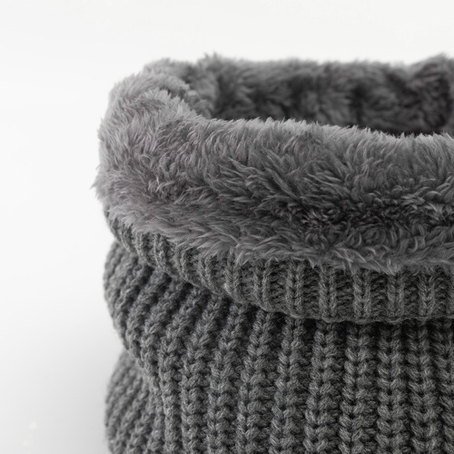 Winter Unisex Knitted Scarf with Fleece Lining, Warm and Cozy, Solid Color Lettered Loop Head Scarf, Thick Neck Gaiter