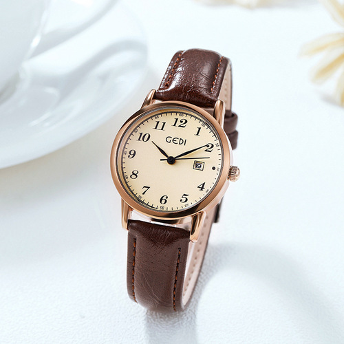 Goldie's new retro ladies watch Korean style fashion calendar casual temperament waterproof quartz student watch ins