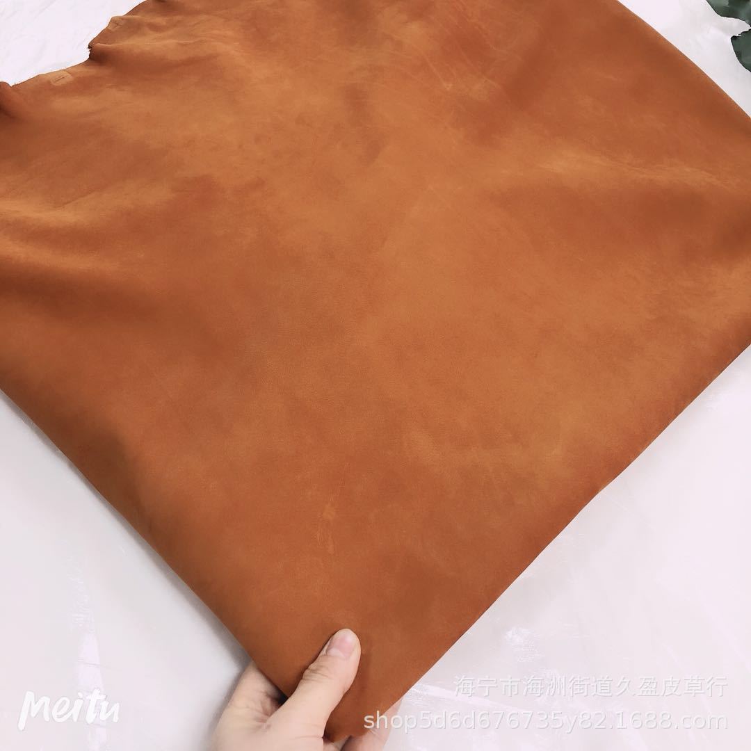 厂家直销彩色真皮红棕色磨面牛皮革服装专用面料整张DIY皮革批发