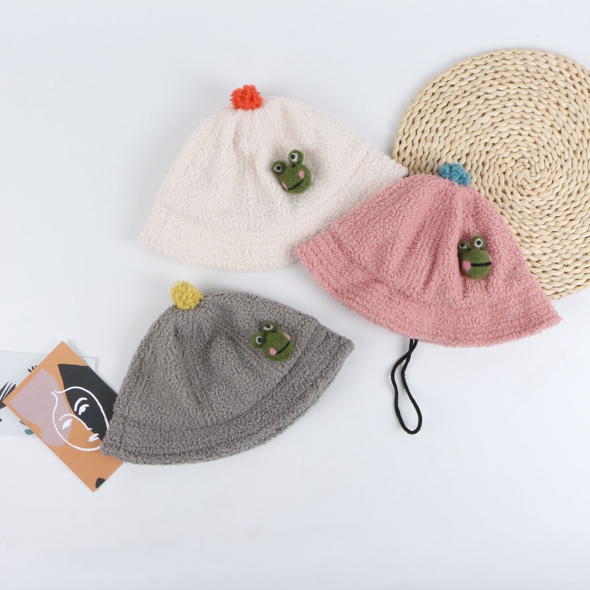 Frog Plush Fisherman Hat New Solid Color Warm Basin Hat Baby Hat Korean Baby Basin Hat Wholesale display picture 12