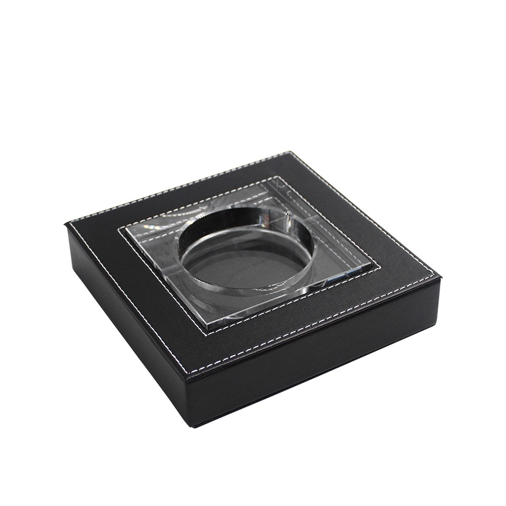 (2개) 가죽 장식 패션 재떨이 창조적 인 성격 스몰 사이즈 유리 크리스탈 재떨이 사무용품 선물 도매